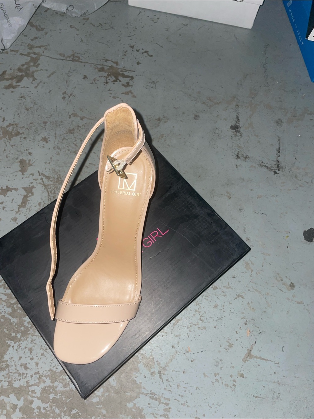 Material Girl Blush Nude Single-Strap Ankle-Heel